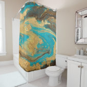 Gold Marmortextur Design. Blaue und goldene Marmel Duschvorhang (Beispiel)