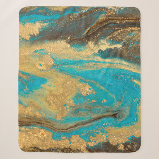 Gold Marmortextur Design. Blaue und goldene Marmel Sherpadecke