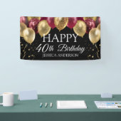 Gold-Maroon-Geburtstagsfeier- Banner (Messe)