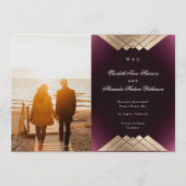 Gold Maroon Geometric Gatsby Foil Save the Date Ankündigung (Rückseite)