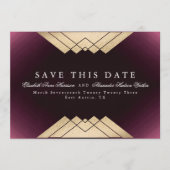 Gold Maroon Geometric Gatsby Foil Save the Date Ankündigung (Vorderseite)