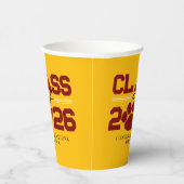 Gold & Maroon Pawprint Klasse des Abschlusses Pappbecher (Rechts)