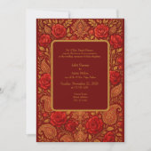 gold Maroon Rose mango Paisley Hindu Wedding Einladung (Vorderseite)