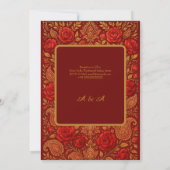 gold Maroon Rose mango Paisley Hindu Wedding Einladung (Rückseite)