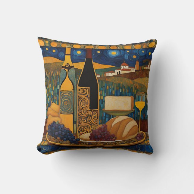 Gold Maroon Weinmuster Kissen (Vorderseite)