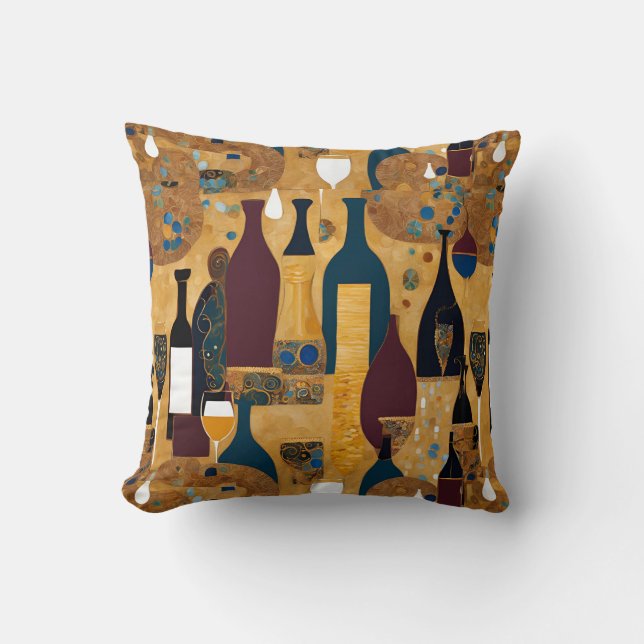 Gold Maroon Weinmuster Kissen (Vorderseite)