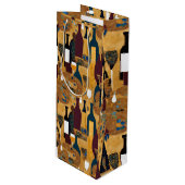 Gold Maroon Wine Pattern Geschenktasche Geschenktüte Für Weinflaschen (Vorderseite Schrägansicht)