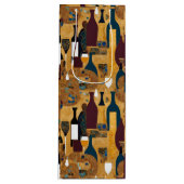 Gold Maroon Wine Pattern Geschenktasche Geschenktüte Für Weinflaschen (Vorderseite)
