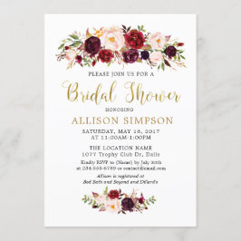 Gold Marsala Blume BridalDusche Einladungen