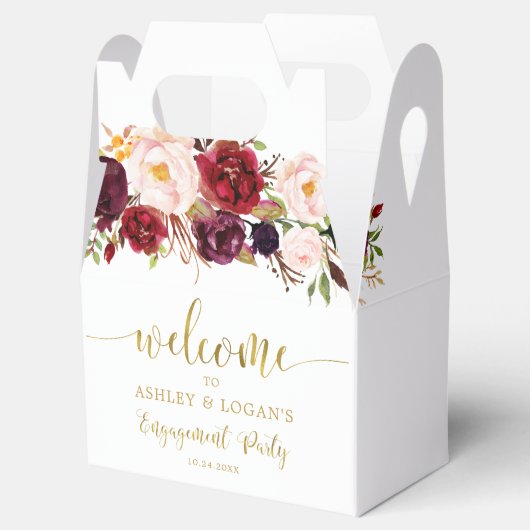 Gold Marsala Boho Autumn Engagement Party Geschenkschachtel (Geöffnet)