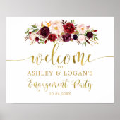 Gold Marsala Boho Autumn Engagement Party Poster (Vorne)
