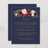 Gold Marsala Floral Wedding Details Cards Begleitkarte (Vorne/Hinten)