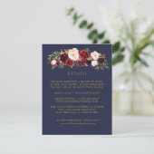 Gold Marsala Floral Wedding Details Cards Begleitkarte (Stehend Vorderseite)