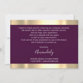 Gold Marsala Vielen Dank Einlegen des Kartenlogos Einladung (Rückseite)