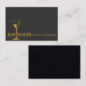 Gold Martini Cocktail Barkeeper Business Card Visitenkarte (Vorne/Hinten)