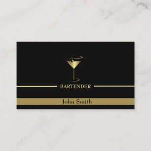 Gold Martini-Logo-Barkeeper Visitenkarte