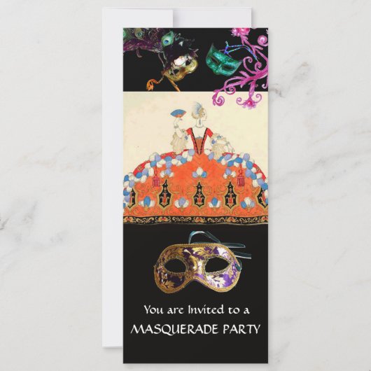 GOLD MASKS ORANGE LADY MASQUERADE PARTY Program Einladung (Vorderseite)