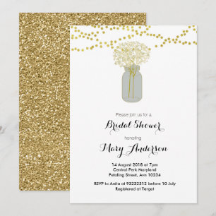 Gold Mason Jar Bridal Dusche Einladung