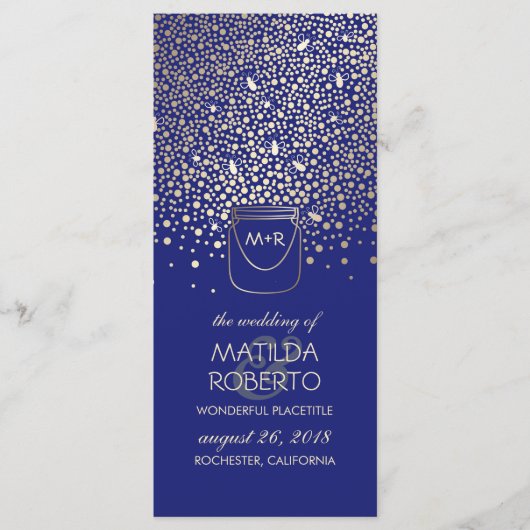 Gold Mason Jar Fireflies Rustic Wedding Program Programm (Vorderseite)