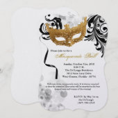 Gold Masquerade Ball Maskenkostüm Halloween Teil Einladung (Vorne/Hinten)