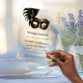 Gold Masquerade luxury birthday party Acryleinladungen