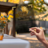 Gold Masquerade luxury clear birthday party Acryleinladungen