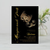 Gold Masquerade Party Folieneinladung (Stehend vorne)