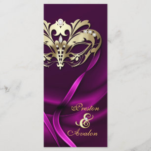 Gold Masquerade Pink Jeweled Wedding Programm