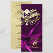 Gold Masquerade Pink Jeweled Wedding Programm (Vorne/Hinten)