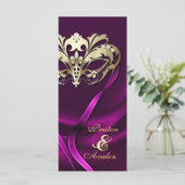 Gold Masquerade Pink Jeweled Wedding Programm (Stehend Vorderseite)