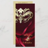 Gold Masquerade REd Jeweled Wedding Program Programm (Vorne/Hinten)