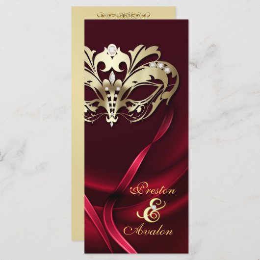 Gold Masquerade REd Jeweled Wedding Program Programm (Vorne/Hinten)
