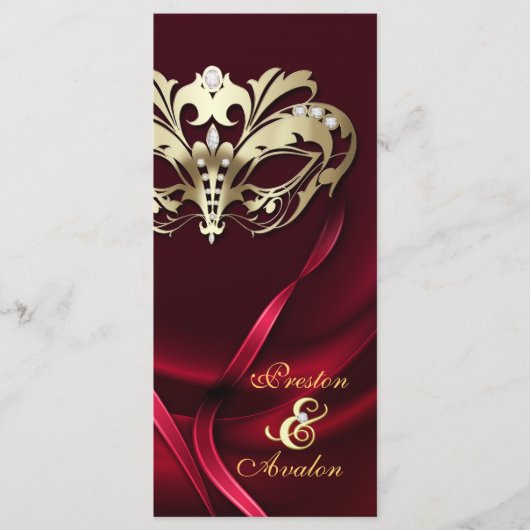 Gold Masquerade REd Jeweled Wedding Program Programm (Vorderseite)