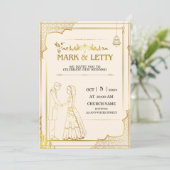 Gold Matt Themed Wedding Einladung Design (Stehend Vorderseite)