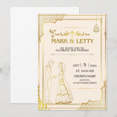 Gold Matt Themed Wedding Einladung Design (Vorne/Hinten)