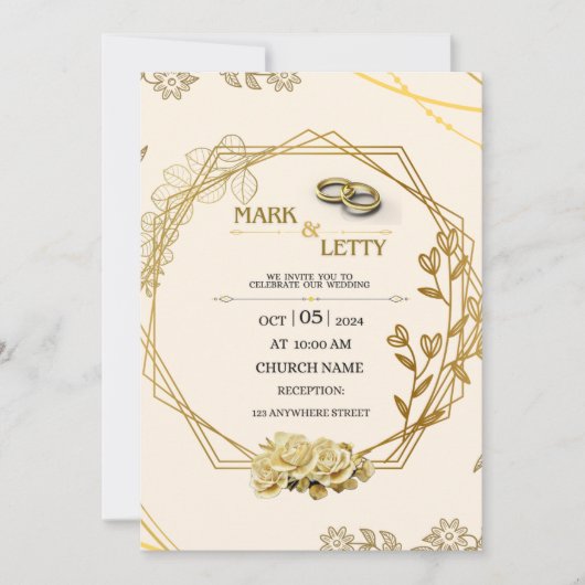 Gold Matt Wedding Einladung 0.2 Design (Vorderseite)