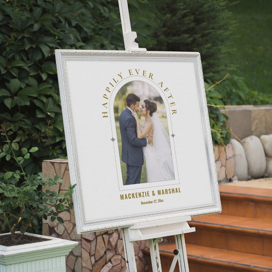 Gold Mattiertes elegantes Arch Foto Hochzeit Willk Acrylschild