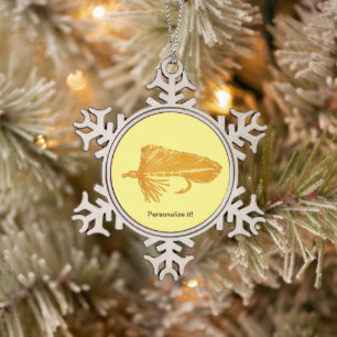Gold Matuka Streamer, Fliegenbinden, Fliegenfische Schneeflocken Zinn-Ornament
