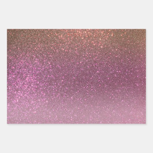 Gold Mauve Lila Funkelnd Glitzer Ombre Gradient Geschenkpapier Set (Vorderseite 2)
