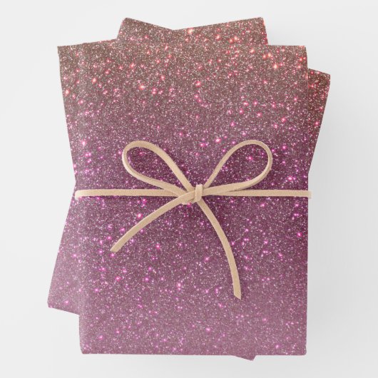 Gold Mauve Lila Funkelnd Glitzer Ombre Gradient Geschenkpapier Set (Beispiel)