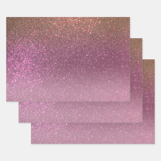 Gold Mauve Lila Funkelnd Glitzer Ombre Gradient Geschenkpapier Set (Set)