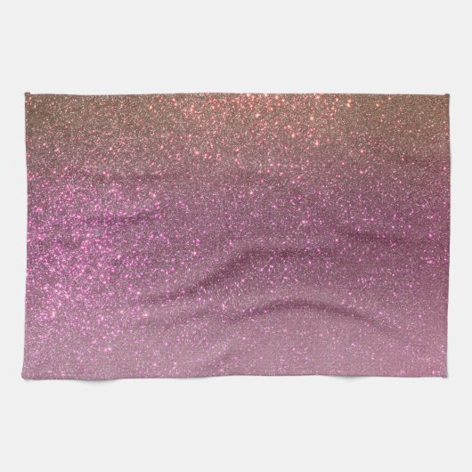 Gold Mauve Lila Funkelnd Glitzer Ombre Gradient Geschirrtuch (Horizontal)