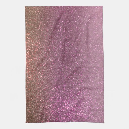 Gold Mauve Lila Funkelnd Glitzer Ombre Gradient Geschirrtuch (Vertikal)