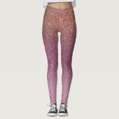 Gold Mauve Lila Funkelnd Glitzer Ombre Gradient Leggings (Vorderseite)