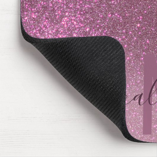 Gold Mauve Lila Funkelnd Glitzer Ombre Monogram Mousepad (Ecke)