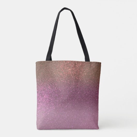 Gold Mauve Lila Funkelnd Glitzer Ombre Monogram Tasche (Rückseite)