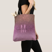 Gold Mauve Lila Funkelnd Glitzer Ombre Monogram Tasche (Von Nahem)