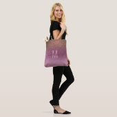 Gold Mauve Lila Funkelnd Glitzer Ombre Monogram Tasche (Am Model)
