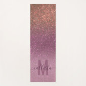 Gold Mauve Lila Funkelnd Glitzer Ombre Monogram Yogamatte (Vorderseite)