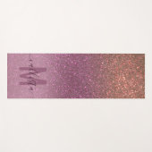 Gold Mauve Lila Funkelnd Glitzer Ombre Monogram Yogamatte (Vorderseite (Horizontal))
